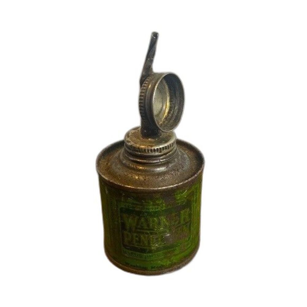 Antique Warner Oil Penetrating Lubricant Cone Top Household Oil Can